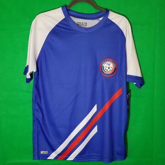 GAME OF THE WORLD PUERTO RICO FUTBOL JERSEY SMALL By XCELSIUSACTIVE SOCCER NWT - Picture 1 of 7